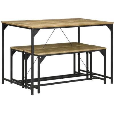 HOMCOM Ensemble Table à Manger 2 Bancs 120 x 70 x 75 cm Naturel et Noir Structure Acier, Table pour 4 Personnes, Banc 100 x 30 x 45 cm, Cuisine Salle à Manger Salon - Publicité HOMCOM Ensemble Table à Manger 2 Bancs 120 x 70 x 75 cm Naturel et Noir Structure Acier, Table pour 4 Personnes, Banc 100 x 30 x 45 cm, Cuisine Salle à Manger Salon - Publicité