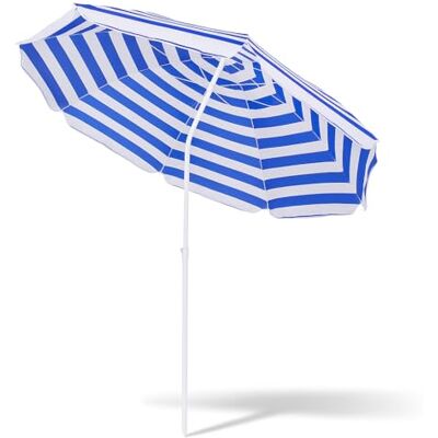 SPRINGOS Parasol de plage Protection solaire Parasol de voyage, blanc/bleu, 160 cm x 175 cm - Publicité SPRINGOS Parasol de plage Protection solaire Parasol de voyage, blanc/bleu, 160 cm x 175 cm - Publicité