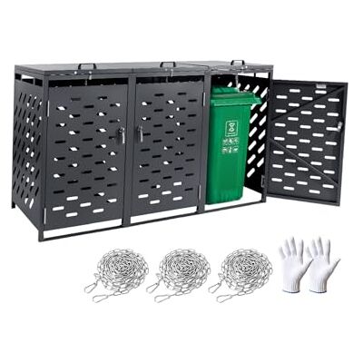 Vevor Abri De Rangement Pour Poubelles Extérieur 3 x 240 L - Abri à poubelles - Publicité Vevor Abri De Rangement Pour Poubelles Extérieur 3 x 240 L - Abri à poubelles - Publicité