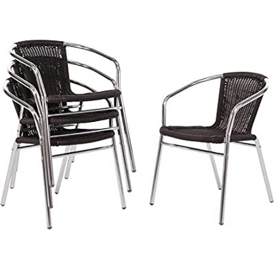 Bolero Lot de 4 chaises en osier avec cadre en aluminium Noir - Publicité Bolero Lot de 4 chaises en osier avec cadre en aluminium Noir - Publicité
