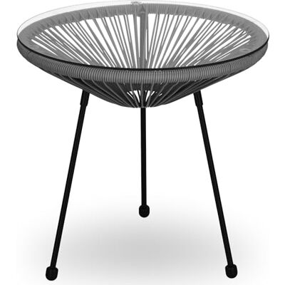 SPRINGOS Table d'appoint de jardin avec plateau en verre PE rotin 50 x 49 cm, GF0091 - Publicité SPRINGOS Table d'appoint de jardin avec plateau en verre PE rotin 50 x 49 cm, GF0091 - Publicité