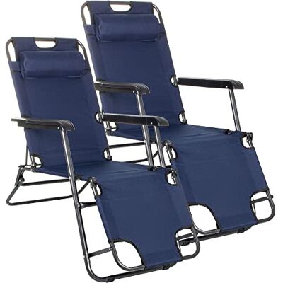 SPRINGOS Lot de 2 chaises longues de jardin étroites avec appui-tête et accoudoirs en métal pliable L x l x H 80 x 60 x 120 cm - Publicité SPRINGOS Lot de 2 chaises longues de jardin étroites avec appui-tête et accoudoirs en métal pliable L x l x H 80 x 60 x 120 cm - Publicité