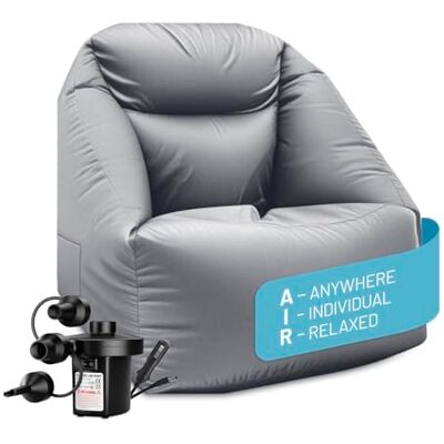Lumaland CrozyAir Fauteuil d'extérieur gonflable avec pompe à air électrique 2GO Système d'air réglable à 5 chambres Lavable, imperméable et supporte jusqu'à 150 kg, environ 87 x 95 x 80/35 cm - Publicité Lumaland CrozyAir Fauteuil d'extérieur gonflable avec pompe à air électrique 2GO Système d'air réglable à 5 chambres Lavable, imperméable et supporte jusqu'à 150 kg, environ 87 x 95 x 80/35 cm - Publicité