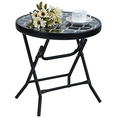 PHI VILLA Table d'appoint, Ronde, Pliable, en Verre et métal, Petite Table de Balcon, résistante aux intempéries, Facile à Entretenir, pour Balcon, Jardin, terrasse, Salon - Publicité PHI VILLA Table d'appoint, Ronde, Pliable, en Verre et métal, Petite Table de Balcon, résistante aux intempéries, Facile à Entretenir, pour Balcon, Jardin, terrasse, Salon - Publicité