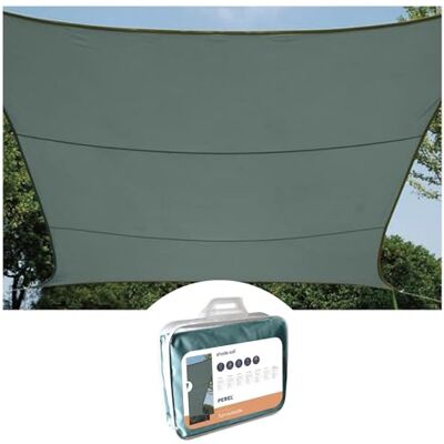 Perel Voile d’ombrage rectangulaire 4 × 3 m pour Jardin et terrasse, Polyester Respirant et déperlant 160 g/m², Protection UV 90%, Anneaux INOX, Vert Gris - Publicité Perel Voile d’ombrage rectangulaire 4 × 3 m pour Jardin et terrasse, Polyester Respirant et déperlant 160 g/m², Protection UV 90%, Anneaux INOX, Vert Gris - Publicité