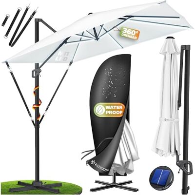 KESSER® Parasol déporté Sun XL 300 x 300 cm Avec housse + protection contre le vent Rotatif Inclinable Grand parasol de marché Rotation à 360° Parasol de jardin avec manivelle - Publicité KESSER® Parasol déporté Sun XL 300 x 300 cm Avec housse + protection contre le vent Rotatif Inclinable Grand parasol de marché Rotation à 360° Parasol de jardin avec manivelle - Publicité