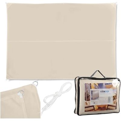 Relaxdays Voile d’ombrage Rectangle diffuseur 3x4m d’Ombre Protection Soleil Jardin UV terrasse Toile imperméable, Beige - Publicité Relaxdays Voile d’ombrage Rectangle diffuseur 3x4m d’Ombre Protection Soleil Jardin UV terrasse Toile imperméable, Beige - Publicité