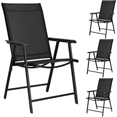 SPRINGOS Lot de 4 chaises de jardin pliantes avec accoudoirs 49 x 49 x 96 cm, 3xGF0079 - Publicité SPRINGOS Lot de 4 chaises de jardin pliantes avec accoudoirs 49 x 49 x 96 cm, 3xGF0079 - Publicité