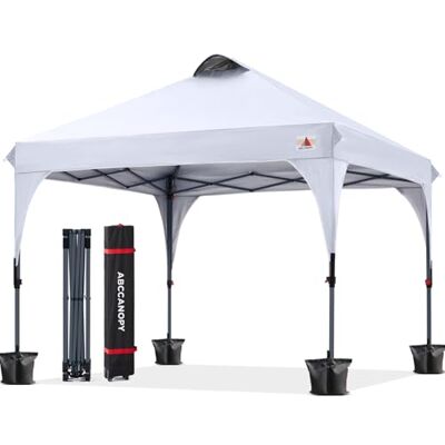 ABCCANOPY ABC-SHJQ Tonnelle de Jardin Pliable imperméable 3 x 3 m pour Festival, Protection Solaire, auvent Super Compact, avec Sac de Transport, 4 Sacs de lestage, 4 Cordes et 4 Pieds, Blanc - Publicité ABCCANOPY ABC-SHJQ Tonnelle de Jardin Pliable imperméable 3 x 3 m pour Festival, Protection Solaire, auvent Super Compact, avec Sac de Transport, 4 Sacs de lestage, 4 Cordes et 4 Pieds, Blanc - Publicité