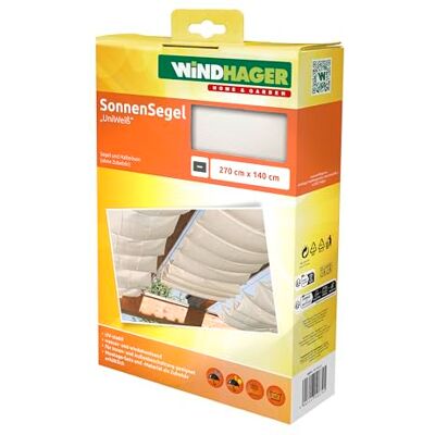 Windhager Voile d’ombrage coulissante pour système de câbles, 270 x 140 cm, Toile Pare‑Soleil Blanche pour pergola et terrasse, Installation Facile, Protection UV Respirante, 10874 - Publicité Windhager Voile d’ombrage coulissante pour système de câbles, 270 x 140 cm, Toile Pare‑Soleil Blanche pour pergola et terrasse, Installation Facile, Protection UV Respirante, 10874 - Publicité