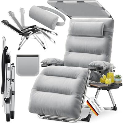 KESSER ® Chaise longue de jardin pliable XXL résistante aux intempéries Charge maximale 200 kg Rembourrage ergonomique Dossier réglable coussin de nuque porte-gobelet - Publicité KESSER ® Chaise longue de jardin pliable XXL résistante aux intempéries Charge maximale 200 kg Rembourrage ergonomique Dossier réglable coussin de nuque porte-gobelet - Publicité