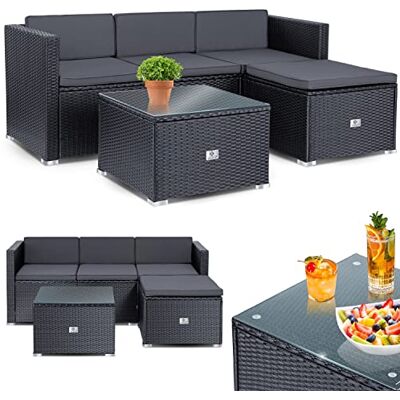 KESSER ® Polyrattan Lounge Aruba Salon de Jardin pour 3-4 Personnes Ensemble de sièges composé d'un canapé de Jardin 3 Places, d'un Fauteuil, d'un Tabouret et d'une Table d'appoint - Publicité KESSER ® Polyrattan Lounge Aruba Salon de Jardin pour 3-4 Personnes Ensemble de sièges composé d'un canapé de Jardin 3 Places, d'un Fauteuil, d'un Tabouret et d'une Table d'appoint - Publicité