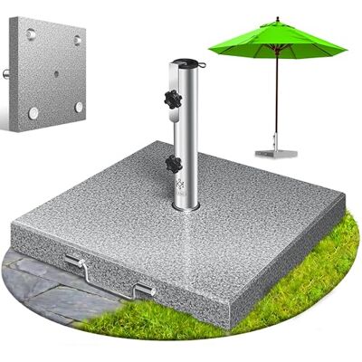 KESSER ® Pied de parasol en granit avec tube en acier inoxydable Pied carré de qualité supérieure 30 kg Pour mâts de parasol jusqu'à 16-48 mm Avec poignée de transport Gris - Publicité KESSER ® Pied de parasol en granit avec tube en acier inoxydable Pied carré de qualité supérieure 30 kg Pour mâts de parasol jusqu'à 16-48 mm Avec poignée de transport Gris - Publicité