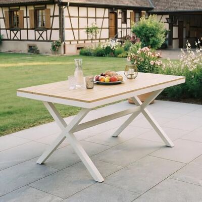 IDIMEX Table de Jardin extérieur Isola L 150 cm en Aluminium Coloris Blanc et Naturel pour 6 Personnes, résistante aux intempéries et Facile d'entretien, idéale pour terrasse ou Balcon - Publicité IDIMEX Table de Jardin extérieur Isola L 150 cm en Aluminium Coloris Blanc et Naturel pour 6 Personnes, résistante aux intempéries et Facile d'entretien, idéale pour terrasse ou Balcon - Publicité
