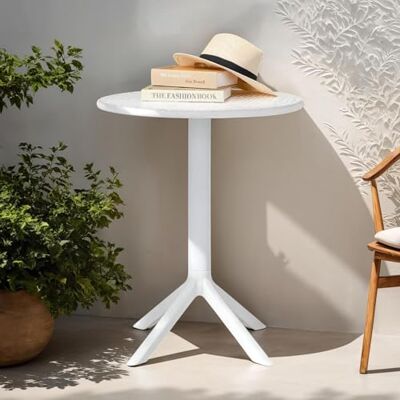 IDIMEX LUZ Table de jardin ronde en polypropylène Blanc Diamètre 60 cm Petite table d'extérieur résistante aux intempéries et robuste Table d'appoint de jardin - Publicité IDIMEX LUZ Table de jardin ronde en polypropylène Blanc Diamètre 60 cm Petite table d'extérieur résistante aux intempéries et robuste Table d'appoint de jardin - Publicité