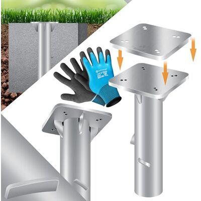 KESSER ® Plaque de base universelle en métal Support pour parasol, auvent, parasol à manivelle Fixation au sol 16 x 16 cm, avec gants - Publicité KESSER ® Plaque de base universelle en métal Support pour parasol, auvent, parasol à manivelle Fixation au sol 16 x 16 cm, avec gants - Publicité