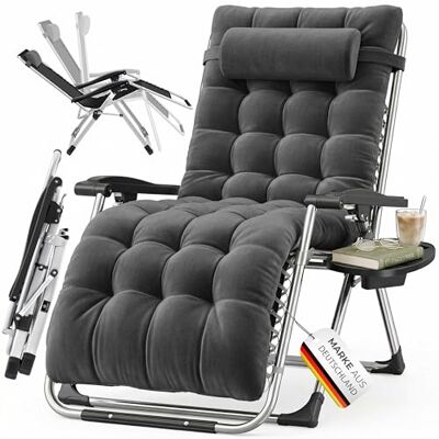 KESSER ® Bain de Soleil Chaise Longue de Jardin Coussin pour Le Cou + Porte-Boisson inc Coussin XXL capacité 200kg Pliable & résistant aux intempéries Chaise Longue Pliante Dossier réglable Anthracite - Publicité KESSER ® Bain de Soleil Chaise Longue de Jardin Coussin pour Le Cou + Porte-Boisson inc Coussin XXL capacité 200kg Pliable & résistant aux intempéries Chaise Longue Pliante Dossier réglable Anthracite - Publicité