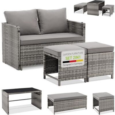 Juskys - Jamaika - Gris - 4 pièces - Ensemble de meubles de jardin - Publicité Juskys - Jamaika - Gris - 4 pièces - Ensemble de meubles de jardin - Publicité