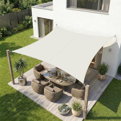 Sekey Voile d'ombrage Rectangulaire 3x4m Imperméable, PES 160g/m² Haute Densité, Résiste Intempéries/Déchirures, Couture Scellée (Étanche) & UV 95%, pour Balcon Terrasse Jardin, Crème - Publicité Sekey Voile d'ombrage Rectangulaire 3x4m Imperméable, PES 160g/m² Haute Densité, Résiste Intempéries/Déchirures, Couture Scellée (Étanche) & UV 95%, pour Balcon Terrasse Jardin, Crème - Publicité