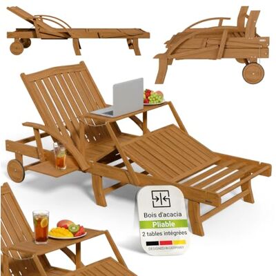 Juskys Bain de Soleil SunScape en Bois d’Acacia Naturel avec Table réglable Repose-Jambes Dossier Ajustable Pliable roulettes 196 x 72,5 x 30 cm - Publicité Juskys Bain de Soleil SunScape en Bois d’Acacia Naturel avec Table réglable Repose-Jambes Dossier Ajustable Pliable roulettes 196 x 72,5 x 30 cm - Publicité