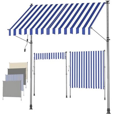 SONGMICS Store Banne Rétractable, Store Manuel, Réglable en Hauteur, avec Manivelle pour Balcon, Jardin, Terrasse, 250 x 120 cm, Bleu et Blanc GSA252QZ01 - Publicité SONGMICS Store Banne Rétractable, Store Manuel, Réglable en Hauteur, avec Manivelle pour Balcon, Jardin, Terrasse, 250 x 120 cm, Bleu et Blanc GSA252QZ01 - Publicité