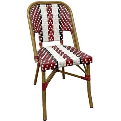 Metro Chaise Pigalle, empilable, Aluminium/rotin PE, Rouge - Publicité Metro Chaise Pigalle, empilable, Aluminium/rotin PE, Rouge - Publicité