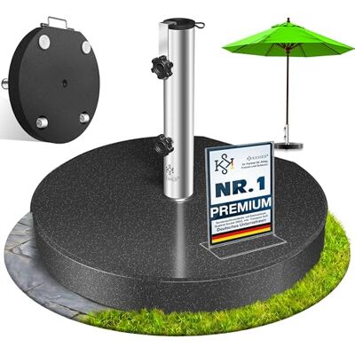 KESSER Support de parasol en granit avec tube en acier inoxydable Support de parasol de qualité supérieure Piédestal rond de 30 kg Pour bâtons de parasol jusqu'à 16 à 48 mm Support inclus - Publicité KESSER Support de parasol en granit avec tube en acier inoxydable Support de parasol de qualité supérieure Piédestal rond de 30 kg Pour bâtons de parasol jusqu'à 16 à 48 mm Support inclus - Publicité