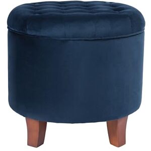 HomePop Kinfine en Velours tufté Rond Ottomane de Rangement avec Couvercle Amovible, Tissu, Bleu Marine, 19" x 18 - Publicité HomePop Kinfine en Velours tufté Rond Ottomane de Rangement avec Couvercle Amovible, Tissu, Bleu Marine, 19" x 18 - Publicité