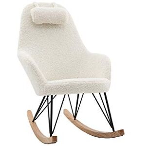 Miliboo Rocking Chair scandinave en Tissu Effet Peau de Mouton Blanc, métal Noir et Bois Clair Jhene - Publicité Miliboo Rocking Chair scandinave en Tissu Effet Peau de Mouton Blanc, métal Noir et Bois Clair Jhene - Publicité