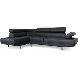 Menzzo Canapé d’Angle Alfa – 5 Places – Noir – Têtières et accoudoirs relevables – Méridienne Droite – Revêtement PU Facile à Entretenir – Design Moderne et Confortable - Publicité Menzzo Canapé d’Angle Alfa – 5 Places – Noir – Têtières et accoudoirs relevables – Méridienne Droite – Revêtement PU Facile à Entretenir – Design Moderne et Confortable - Publicité