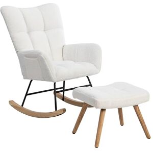 BTM Chauffeuse Adulte 1 Place, Fauteuil à Bascule avec Repose-Pieds Réglable, Rembourrage Épais et Glissières Feutre, pour Salon (Blanc, avec Pouf) - Publicité BTM Chauffeuse Adulte 1 Place, Fauteuil à Bascule avec Repose-Pieds Réglable, Rembourrage Épais et Glissières Feutre, pour Salon (Blanc, avec Pouf) - Publicité