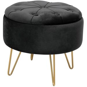 AKORD Pouf en Velours Caro Tabouret de Pied Rangement pour Petits Objets Moderne Velours Rembourré Pouf déco piqué Pieds en métal pour Le Salon & la Chambre Noir - Publicité AKORD Pouf en Velours Caro Tabouret de Pied Rangement pour Petits Objets Moderne Velours Rembourré Pouf déco piqué Pieds en métal pour Le Salon & la Chambre Noir - Publicité