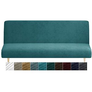 XINEAGE Housse de futon en velours très extensible, sans accoudoirs, en tissu élasthanne, antidérapant avec base élastique, lavable en machine (futon, bleu paon) - Publicité XINEAGE Housse de futon en velours très extensible, sans accoudoirs, en tissu élasthanne, antidérapant avec base élastique, lavable en machine (futon, bleu paon) - Publicité