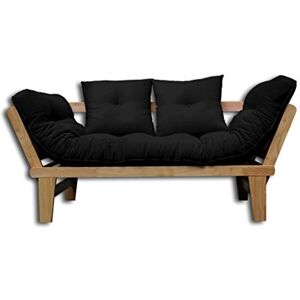 Futon On Line Canapé-lit Sésamo, Naturel, Futon Noir, 200x82x32 cm - Publicité Futon On Line Canapé-lit Sésamo, Naturel, Futon Noir, 200x82x32 cm - Publicité