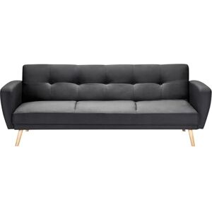 Beliani Canapé-Lit Convertible Moderne 3 Places Pieds Bois Hévéa Rétro en Tissu Rembourré Noir Florli - Publicité Beliani Canapé-Lit Convertible Moderne 3 Places Pieds Bois Hévéa Rétro en Tissu Rembourré Noir Florli - Publicité