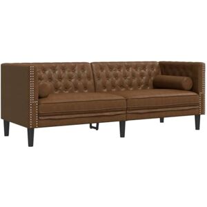 vidaXL Canapé Chesterfield avec traversins 3 places similicuir daim - Publicité vidaXL Canapé Chesterfield avec traversins 3 places similicuir daim - Publicité