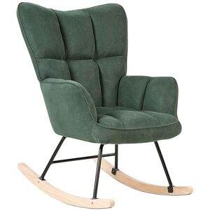 Beliani Fauteuil à Bascule Moderne en Tissu Polyester Vert Foncé et Pieds en Bois Oulu - Publicité Beliani Fauteuil à Bascule Moderne en Tissu Polyester Vert Foncé et Pieds en Bois Oulu - Publicité