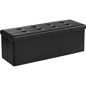 SONGMICS Banc de Rangement, Bout de Lit, Siège, Coffre, Volume 120L, Capacité de Charge 300 kg, Surface en PVC, Pembourré, pour Salon, Chambre, Entrée, Noir LSF701 - Publicité