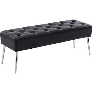 DUHOME Banc avec Boutons, Rembourré Banc Rembourré Banc de Chaussures avec Repose-Pieds Banc de Lit Tabouret pour Entrée Salon Chambre à Coucher, Noir - Publicité