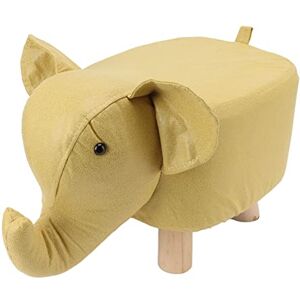 PRTECY Repose-Pieds en Forme d'animal de Dessin Animé, Mignon éléphant Rembourré Tabouret Poufs Rembourré Canapé Coussin Chaussures Banc pour Chambre d'enfant Salle de Jeux Salon Décor(Jaune) - Publicité