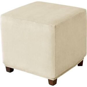 CLGTY Housse Carré Extensible Velours Ottoman Pouf Antidérapant Lavable Housse De Protection avec Bas Élastique Beige Small - Publicité CLGTY Housse Carré Extensible Velours Ottoman Pouf Antidérapant Lavable Housse De Protection avec Bas Élastique Beige Small - Publicité