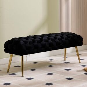 DAYALANE Banc Bout de Lit en Velours Banquette d'Entrée avec Pieds en Métal Doré Banc Ottoman Capitonné pour Entrée/Salon/Chambre, Noir - Publicité DAYALANE Banc Bout de Lit en Velours Banquette d'Entrée avec Pieds en Métal Doré Banc Ottoman Capitonné pour Entrée/Salon/Chambre, Noir - Publicité