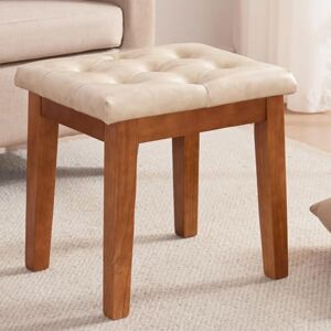 MILCIL Tabouret ottoman capitonné avec siège rembourré, tabouret de coiffeuse touffeté avec pieds en bois massif, tabouret accentué, simili cuir ivoire - Publicité MILCIL Tabouret ottoman capitonné avec siège rembourré, tabouret de coiffeuse touffeté avec pieds en bois massif, tabouret accentué, simili cuir ivoire - Publicité