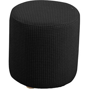 LOVIVER Housse de Pouf en de Polyester à Base Extensible pour La Plupart des Repose-Pieds Ronds, Noir - Publicité