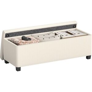 HOMCOM Banc de Rangement Ottoman, Repose-Pieds en Velours côtelé avec Couvercle et Pieds Amovibles, Coffre de Rangement de 112 cm, pour Salon, Chambre à Coucher, Couloir, Beige - Publicité HOMCOM Banc de Rangement Ottoman, Repose-Pieds en Velours côtelé avec Couvercle et Pieds Amovibles, Coffre de Rangement de 112 cm, pour Salon, Chambre à Coucher, Couloir, Beige - Publicité