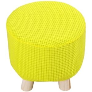 Haklein Lot de 2 housses de tabouret rondes en velours extensible, amovible et lavable avec base élastique, protection douce contre la poussière et la poussière pour repose-pieds (jaune) - Publicité