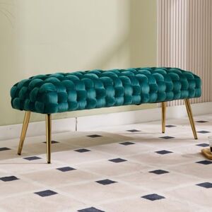 DAYALANE Banc Bout de Lit en Velours Banquette d'Entrée avec Pieds en Métal Doré Banc Ottoman Capitonné pour Entrée/Salon/Chambre, Vert - Publicité DAYALANE Banc Bout de Lit en Velours Banquette d'Entrée avec Pieds en Métal Doré Banc Ottoman Capitonné pour Entrée/Salon/Chambre, Vert - Publicité