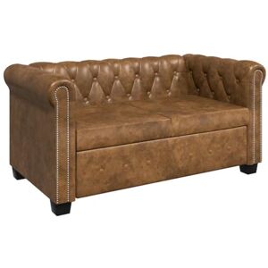 vidaXL Canapé Chesterfield 2 Places Similicuir Marron Salon Salle Séjour Sofa - Publicité vidaXL Canapé Chesterfield 2 Places Similicuir Marron Salon Salle Séjour Sofa - Publicité