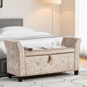 Vida Designs Seville Pouf de Rangement en Tissu avec Couvercle, siège, Tabouret, Banc de fenêtre, Coffre de Rangement, Pouf, Repose-Pieds en Velours Champagne - Publicité Vida Designs Seville Pouf de Rangement en Tissu avec Couvercle, siège, Tabouret, Banc de fenêtre, Coffre de Rangement, Pouf, Repose-Pieds en Velours Champagne - Publicité