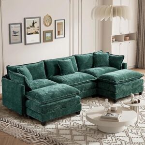 SoarTalent Canapé sectionnel modulaire Convertible en Forme de L de 283,2 cm, canapé 3 Places en Chenille Profonde avec Coussins et 2 Ottomans pour Salon, Appartement, Bureau (Vert) - Publicité SoarTalent Canapé sectionnel modulaire Convertible en Forme de L de 283,2 cm, canapé 3 Places en Chenille Profonde avec Coussins et 2 Ottomans pour Salon, Appartement, Bureau (Vert) - Publicité